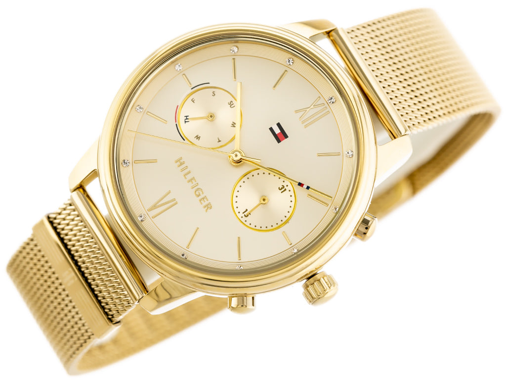 Tommy Hilfiger Blake Quartz Gold Dial Gold Mesh Bracelet Watch for Women - 1782302