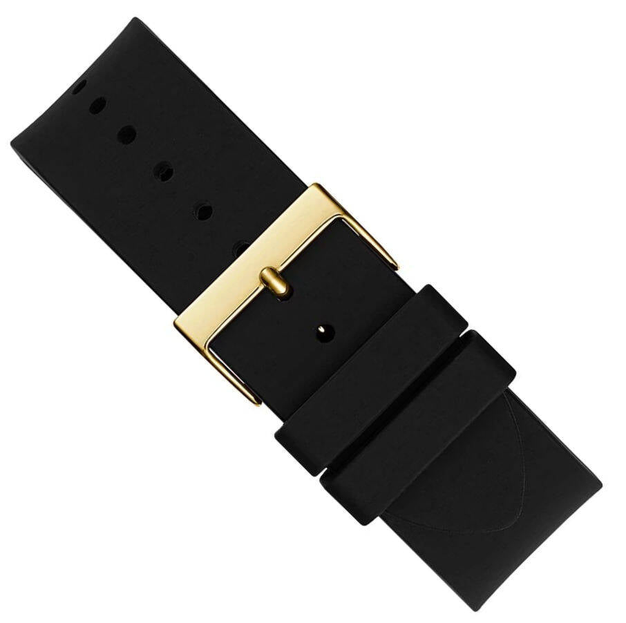 Guess King Quartz Crystals Gold Dial Black Silicone Strap Watch For Men - GW0537G2