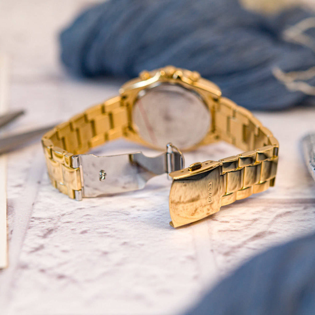 Guess GW0483L4 Confetti Chronograph Women's Watch – Rainbow Dial & Gold Steel Bracelet