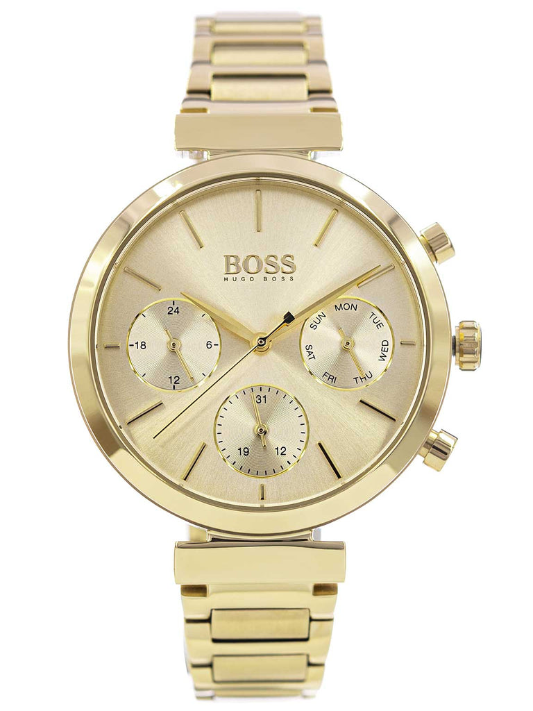 Hugo Boss Flawless Gold Dial Gold Steel Strap Watch for Women - 1502532