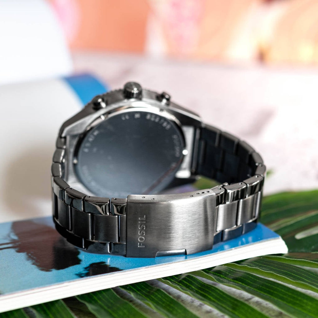 Fossil Brox Multifunction Blue Dial Grey Steel Strap Watch for Men - BQ2798