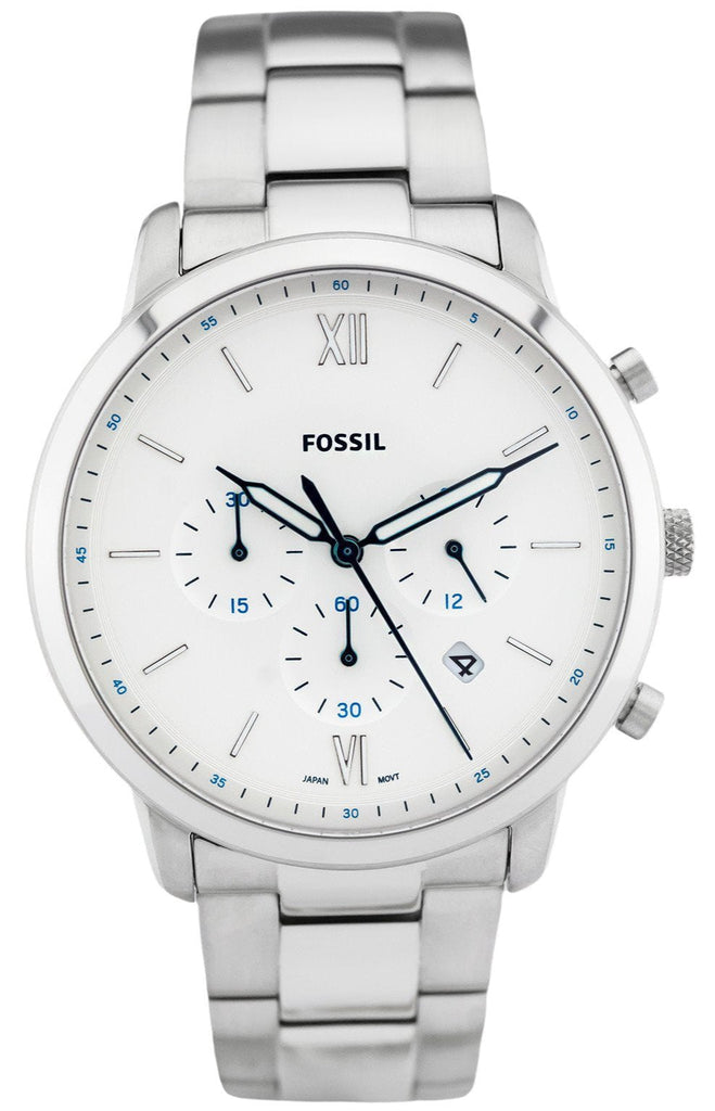 Fossil Neutra Chronograph White Dial Silver Steel Strap Watch for Men - FS5433