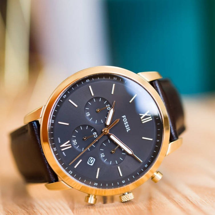 Fossil FS5763 Neutra Chronograph Men’s Watch – Brown Dial & Brown Leather Strap