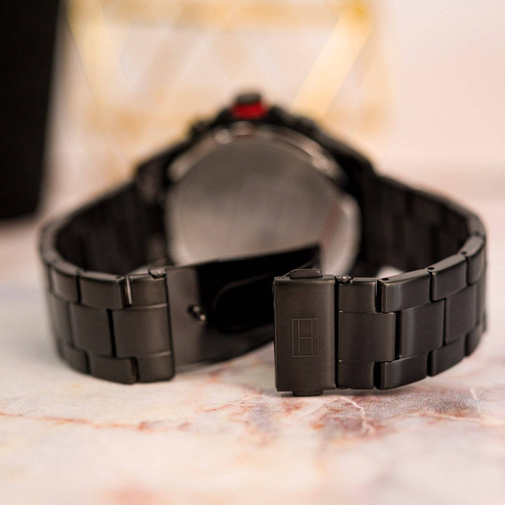 Tommy Hilfiger Blaze Chronograph Black Dial Black Steel Strap Watch For Men - 1792030