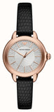 Emporio Armani AR11631 Mia Women’s Watch – Three-Hand Crystals Silver Dial & Black Leather Strap