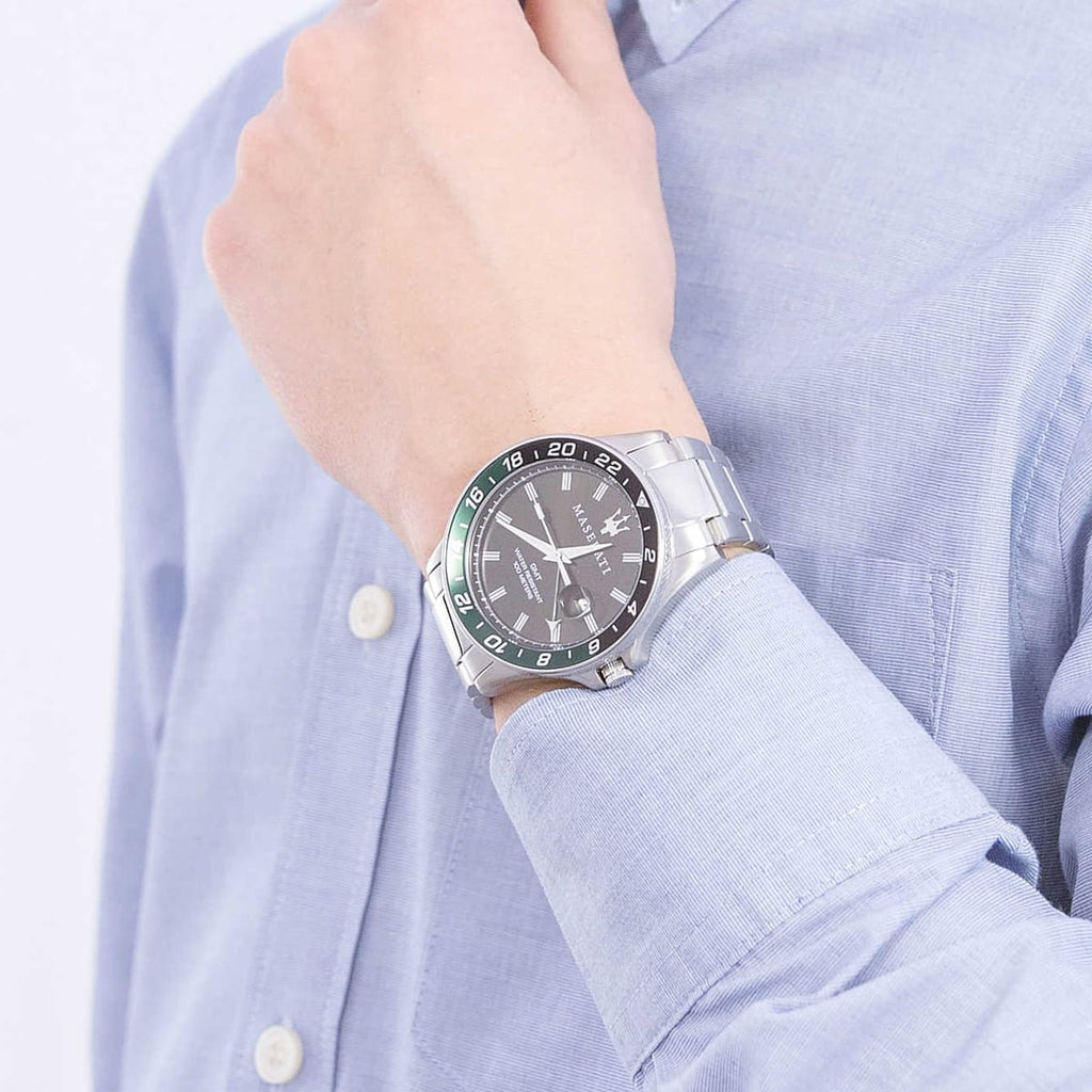 Maserati R8853140005 SFIDA Chronograph Men's Watch – Black Dial & Silver Steel Strap