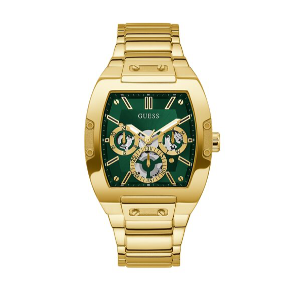 Guess Phoenix Multi Function Green Dial Gold Steel Strap Watch for Men - GW0456G3