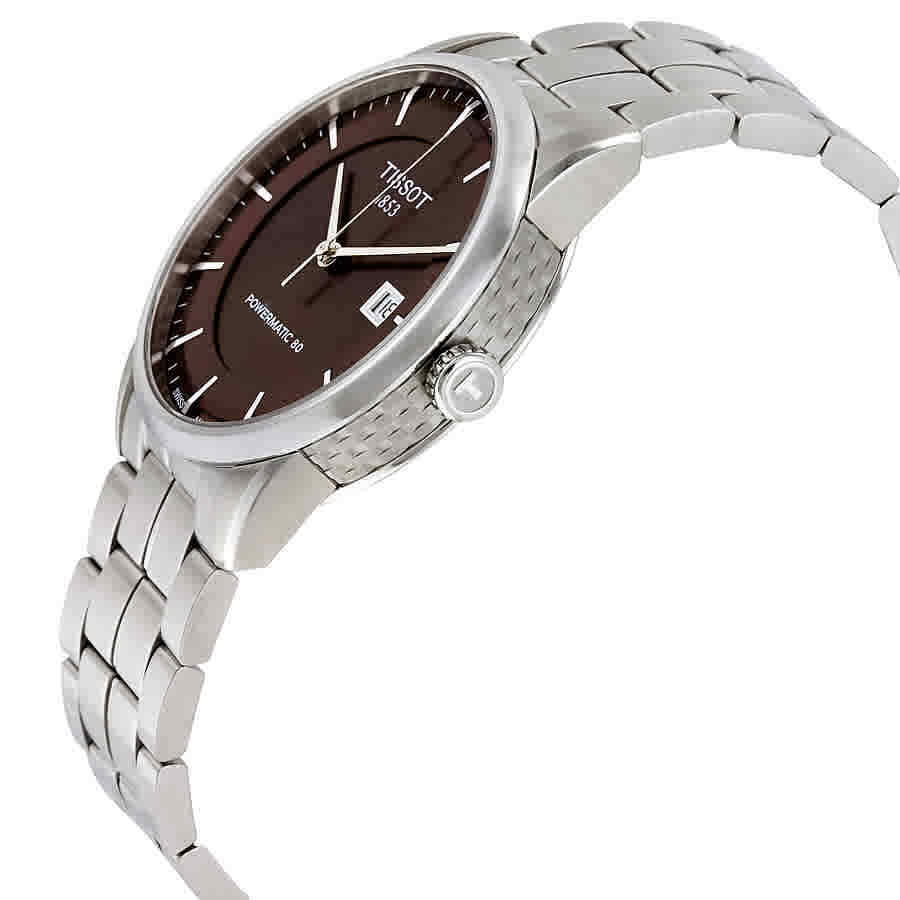 Tissot Luxury Powermatic 80 Brown Dial Silver Steel Strap Watch For Men - T086.407.11.291.00