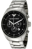 Emporio Armani AR0585 Sportivo Chronograph Men's Watch – Black Dial & Silver Stainless Steel Strap