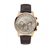 Guess Horizon Quartz Champagne Dial Brown Leather Strap Watch For Women - W0380G4