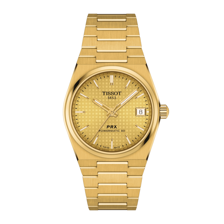 Tissot PRX Powermatic 80 Gold Dial Gold Steel Strap Watch for Men - T137.207.33.021.00
