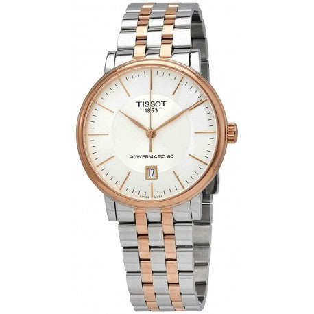 Tissot Carson Premium Powermatic 80 White Dial Two Tone Steel Strap Watch For Men - T122.407.22.031.01
