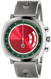 Gucci YA157303 Grip Chronograph Quartz Men's Watch – Red Dial & Silver Steel Bracelet