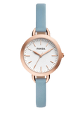 Fossil BQ3327 Classic Women's Watch – White Dial & Blue Leather Strap