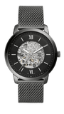 Fossil ME3185 Neutra Automatic Skeleton Men’s Watch – Black Dial with Grey Mesh Stainless Steel Strap