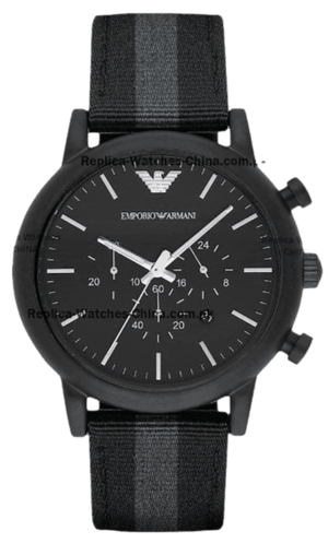 Emporio Armani Luigi Chronograph Quartz Black Dial Two Tone Nylon Strap Watch For Men - AR1948