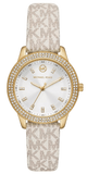 Michael Kors MK1049 Tibby Analog Quartz Women's Watch – Silver Dial & White Leather Strap