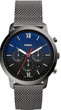 Fossil FS5383 Neutra Chronograph Men's Watch – Blue Dial & Silver Mesh Bracelet