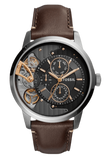 Fossil ME1163 Townsman Automatic Men's Watch – Black Dial & Brown Leather Strap