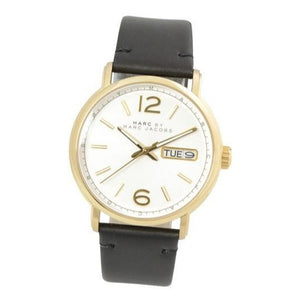 Marc Jacobs Fergus White Dial Black Leather Strap Watch for Men - MBM5081
