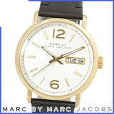 Marc Jacobs Fergus White Dial Black Leather Strap Watch for Men - MBM5081