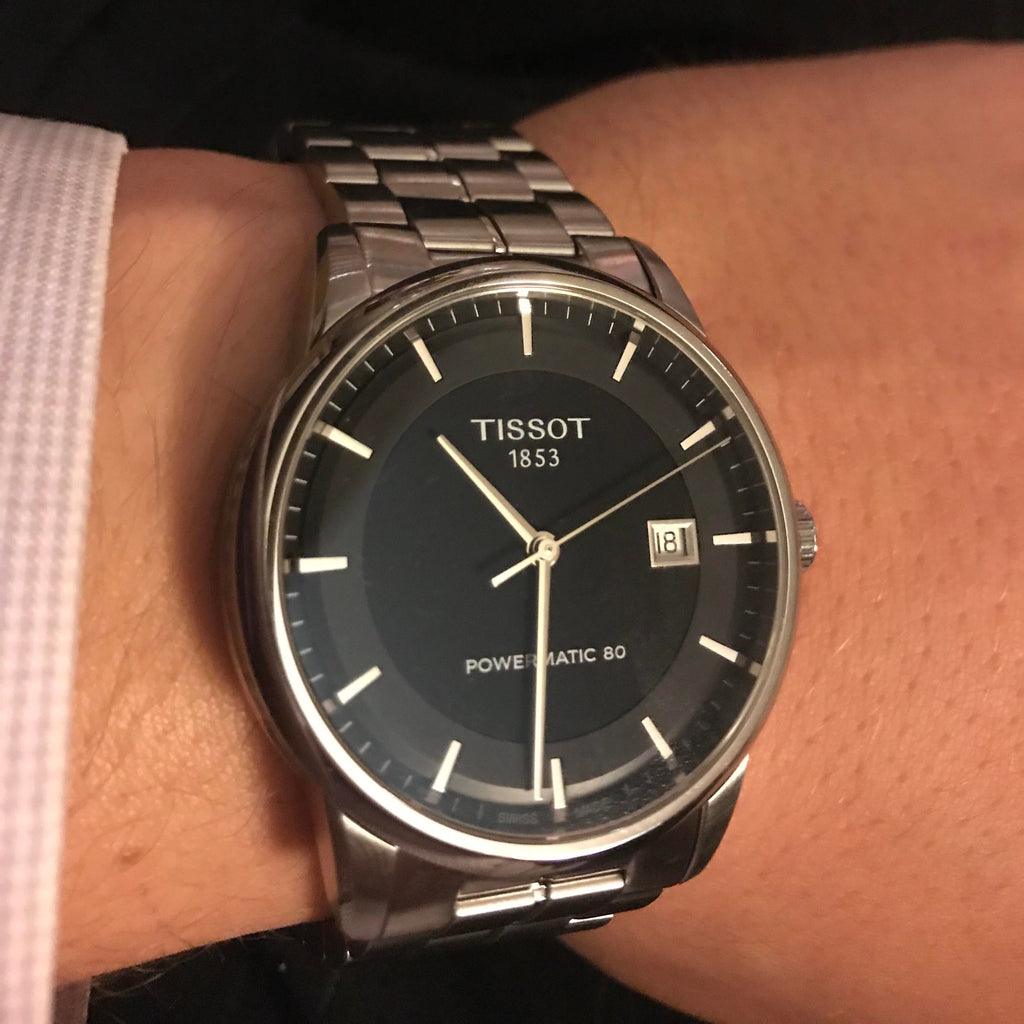 Tissot Luxury Powermatic 80 Black Dial Silver Steel Strap Watch for Men - T086.407.11.201.02