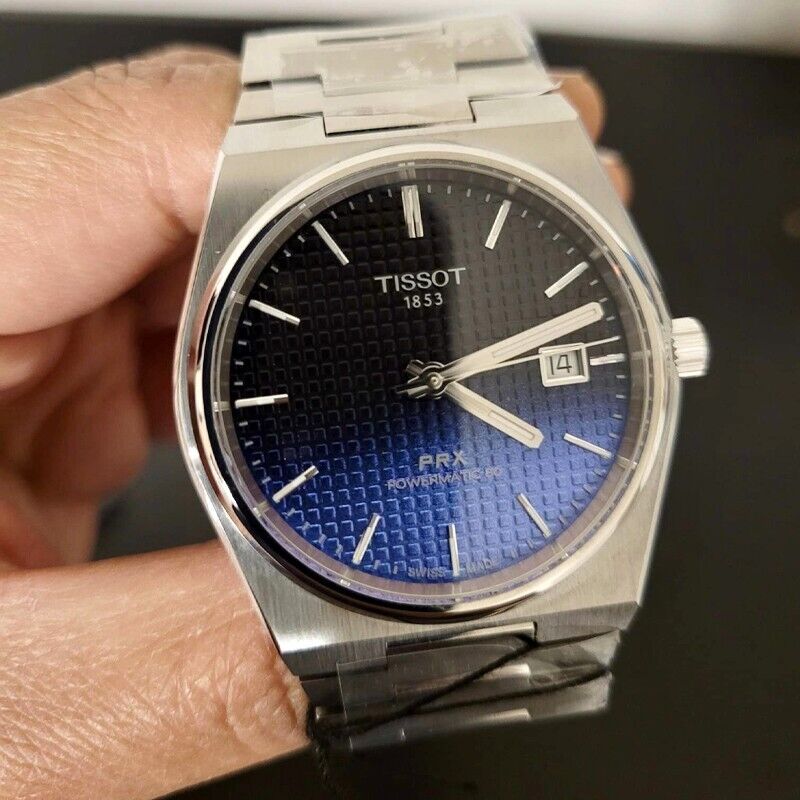 Tissot T137.407.11.051.01 Powermatic 80 Men's Watch – Gradient Blue Dial & Silver Steel Strap