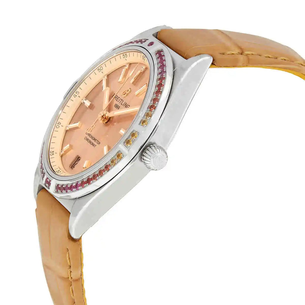 Breitling Chronomat Automatic 36 South Sea Brown Dial Brown Leather Strap Watch for Women - A10380611A1P1