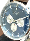 Hugo Boss Pioneer Chronograph Blue Dial Brown Leather Strap Watch For Men - 1513709