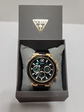 Guess Edge Chronograph Green Dial Black Leather Strap Watch For Men - GW0492G3