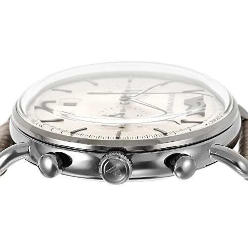 Emporio Armani Aviator Chronograph Quartz Grey Dial Beige Leather Strap Watch For Men - AR11107
