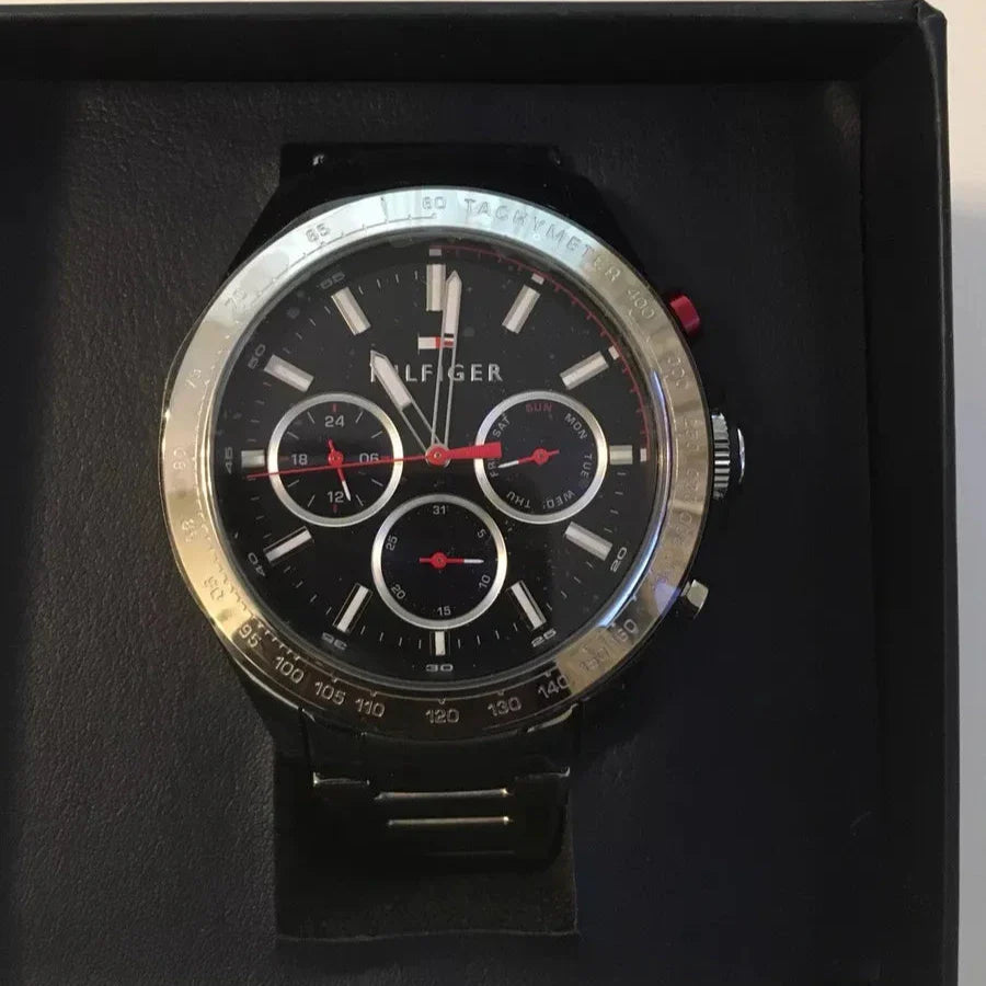 Tommy Hilfiger Hudson Chronograph Quartz Blue Dial Silver Steel Strap Watch For Men - 1791228