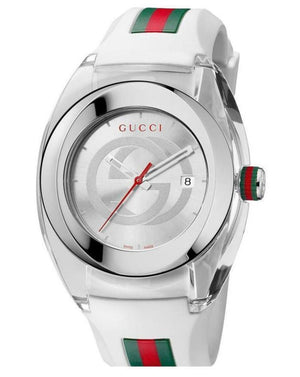 Gucci Sync XXL White Dial White Rubber Strap Watch For Men - YA137102