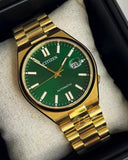 Citizen Tsuyosa NJ0152-51X Men's Automatic Watch – Green Dial with Gold Steel Strap