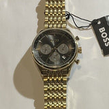 Hugo Boss Gregor Chronograph Grey Dial Gold Steel Strap Watch For Men - 1514051