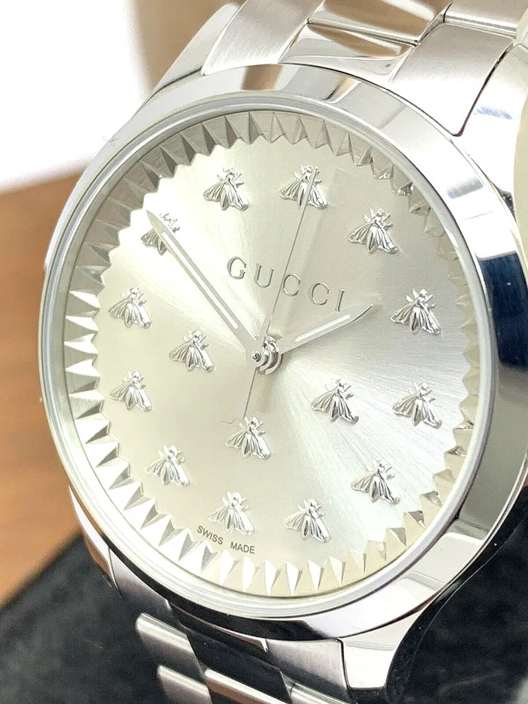 Gucci G Timeless Quartz Silver Dial Silver Steel Strap Watch for Men - YA1265031