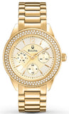 Bulova 97N102 Multi-Function Women's Watch – Gold Dial & Gold Steel Bracelet