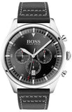 Hugo Boss 1513708 Pioneer Chronograph Men's Watch – Black Dial & Black Leather Strap