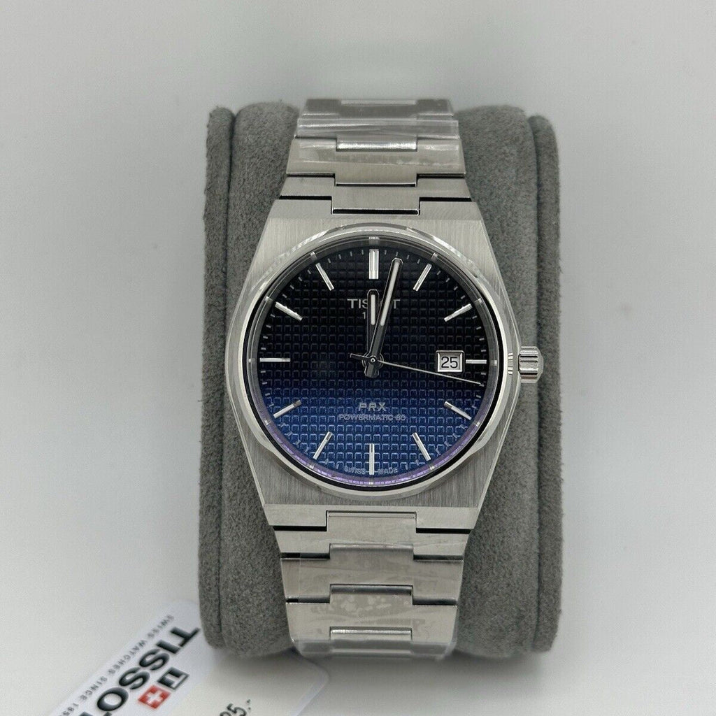 Tissot T137.407.11.051.01 Powermatic 80 Men's Watch – Gradient Blue Dial & Silver Steel Strap