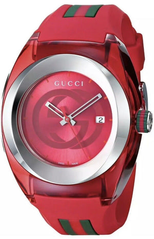Gucci Sync XXL Quartz Red Dial Red Rubber Strap Unisex Watch -  YA137103
