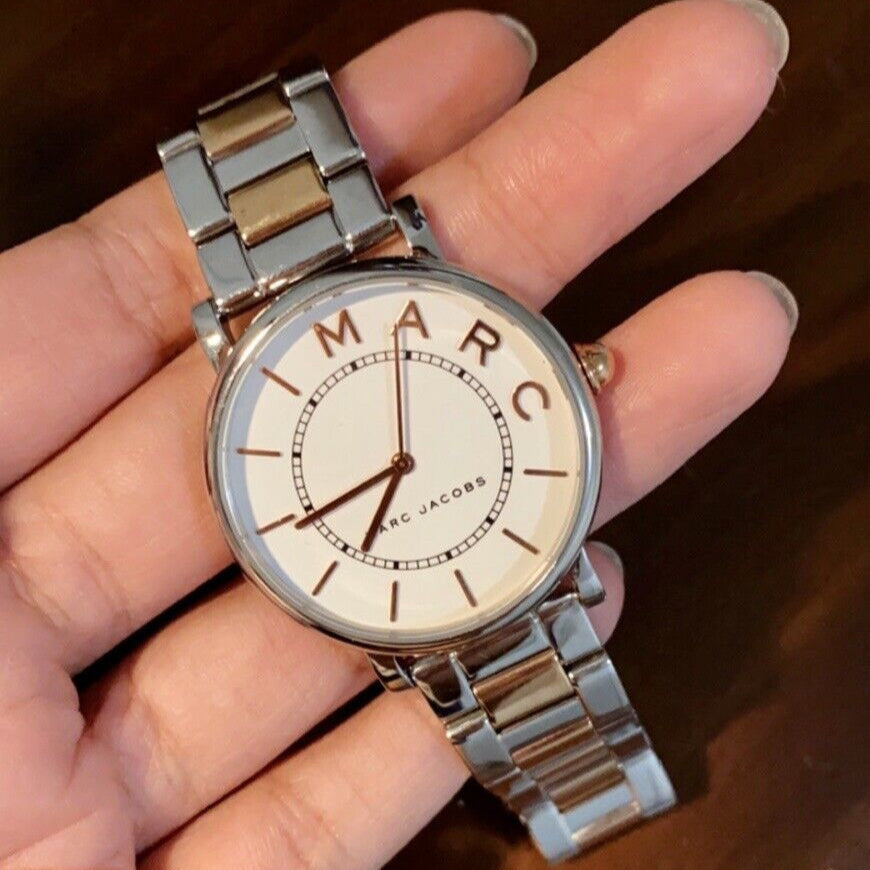 Marc Jacobs Roxy White Dial Two Tone Steel Strap Watch for Women - MJ3553