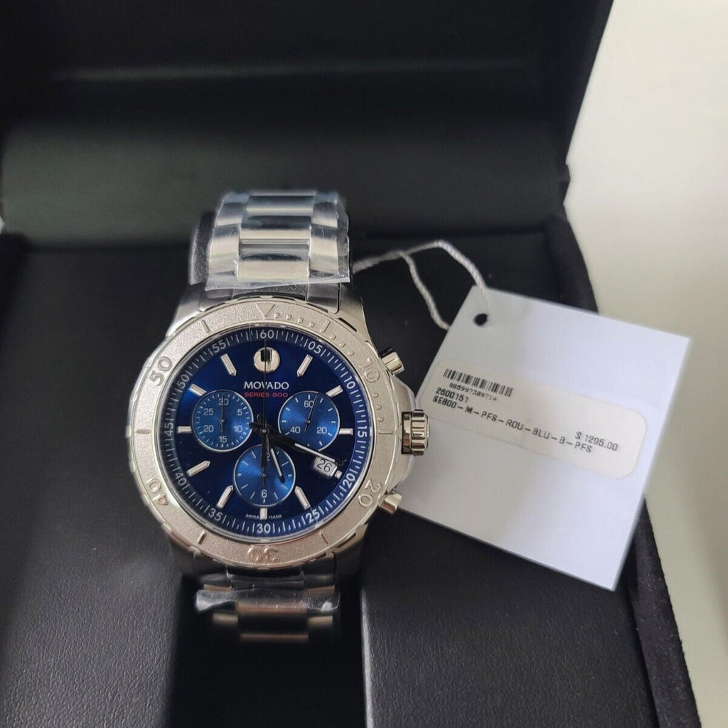 Movado Series 800 Blue Dial Silver Steel Strap Watch for Men - 2600151