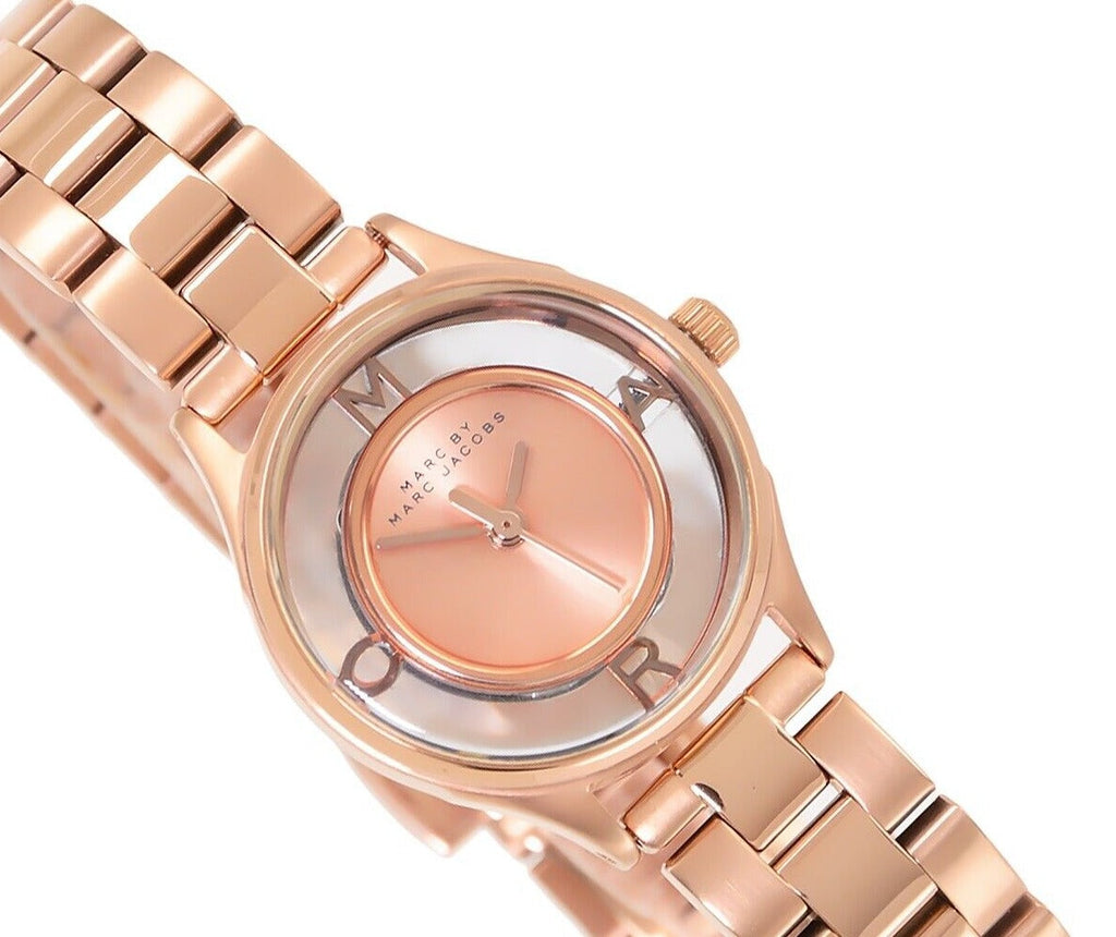 Marc Jacobs Tether Transparent Rose Gold Dial Rose Gold Steel Strap Watch for Women - MBM3417