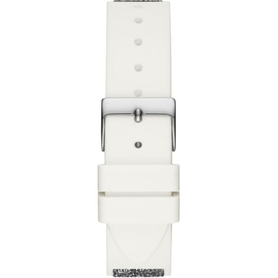 Guess Swirl Quartz Silver Dial White Silicone Strap Watch for Women - W1096L1