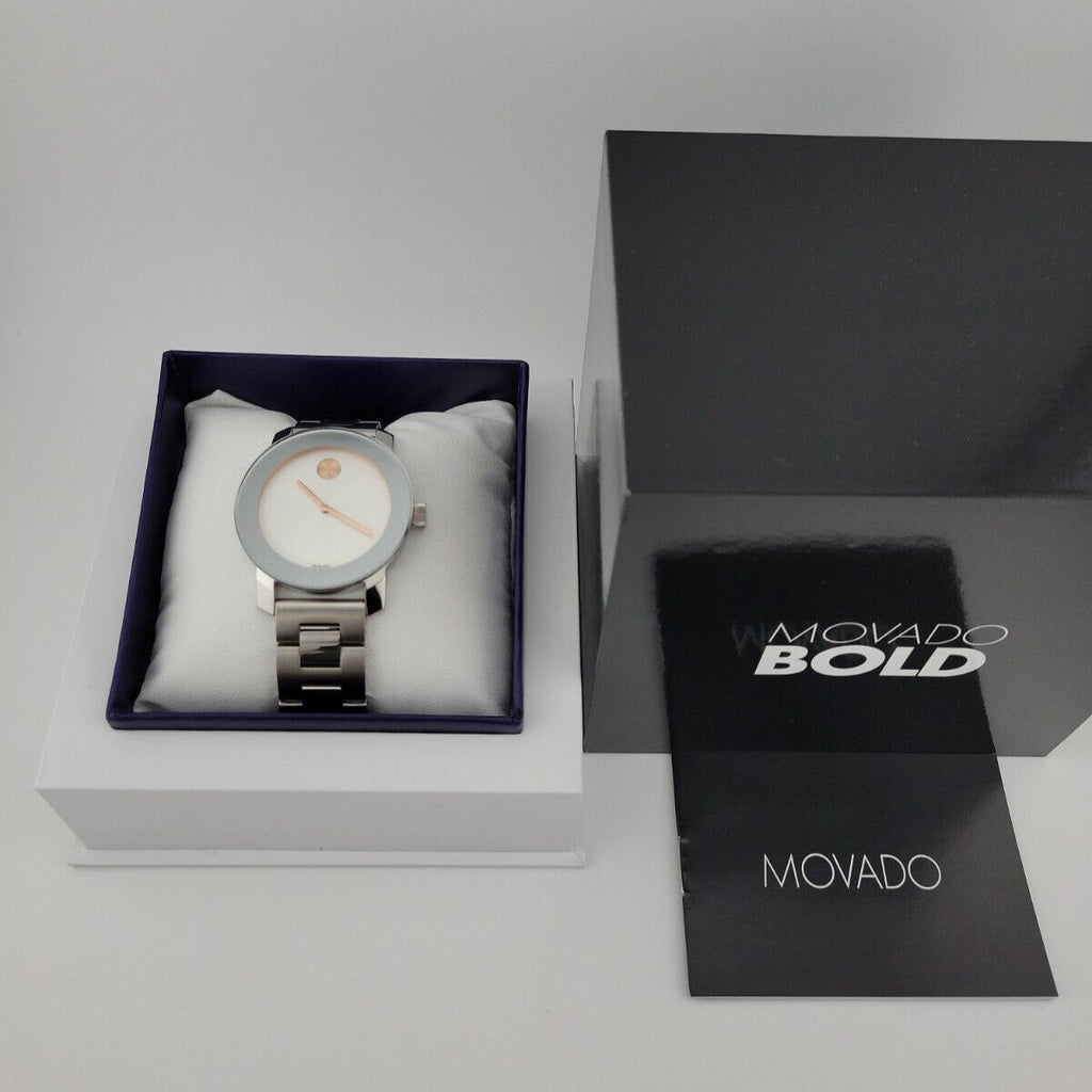 Movado Bold Silver Dial Silver Steel Strap Watch For Women - 3600084