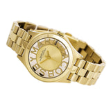 Marc Jacobs Henry Transparent Gold Dial Gold Steel Strap Watch for Women - MBM3338