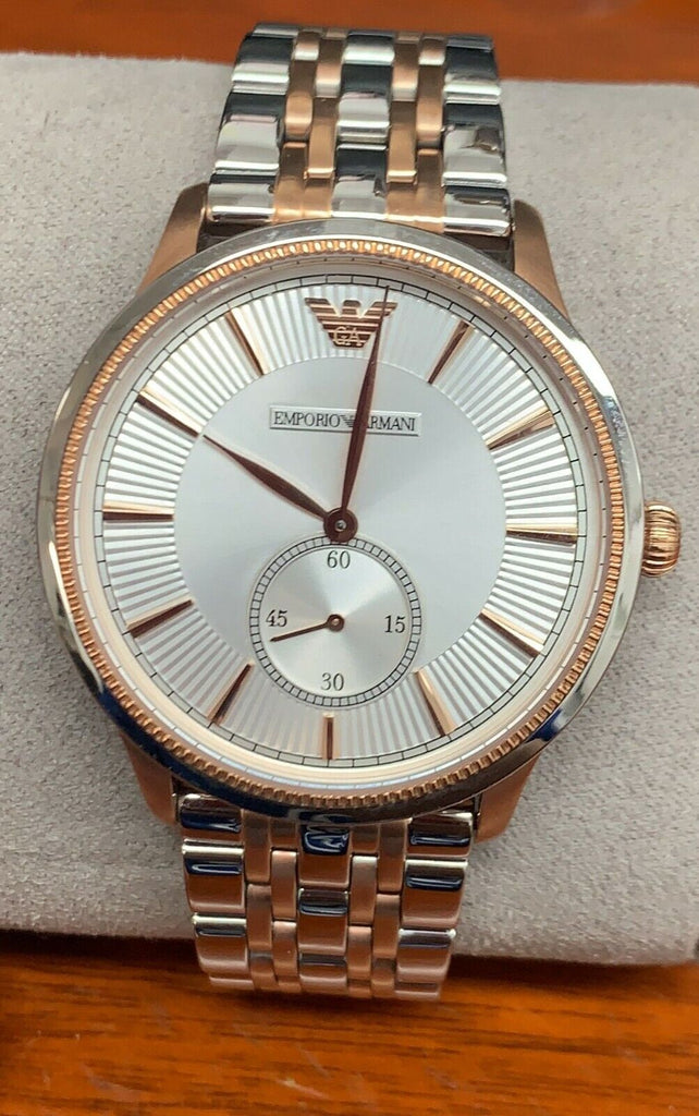 Emporio Armani Classic Silver Dial Two Tone Steel Strap Watch For Men - AR1839