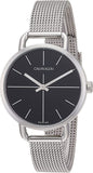 Calvin Klein Even Black Dial Silver Mesh Bracelet Watch for Women - K7B23121
