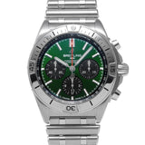 Breitling Chronomat B01 42mm Green Dial Silver Steel Strap Watch for Men - AB01343A1L1A1