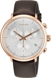 Calvin Klein K8M276G6 High Noon Quartz Men's Watch – Silver Dial & Brown Leather Strap
